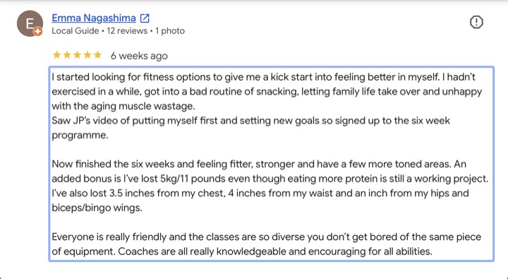 Unity Fitness member review 11